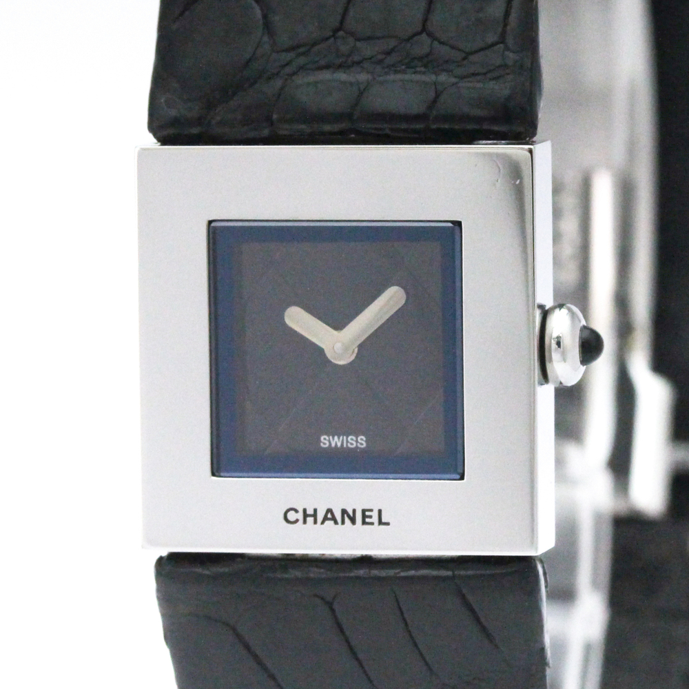 CHANEL Matelasse Steel Leather Quartz Ladies Watch H0116 Polished